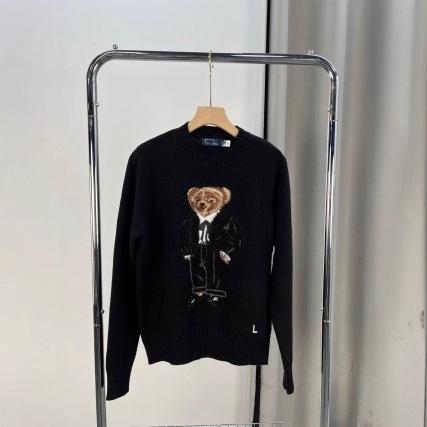 高品质毛衣女 2025新薄款棉质提花刺绣卡通熊公仔长袖圆领针织衫