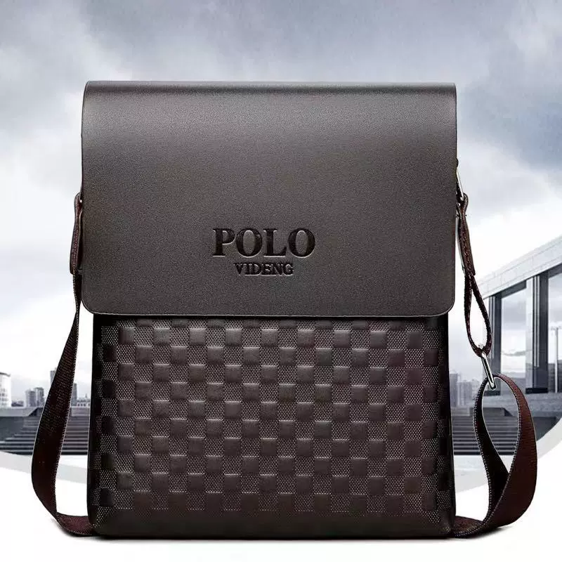 外贸款男士休闲单肩包潮流小方格包时尚竖款公文包新品斜挎包