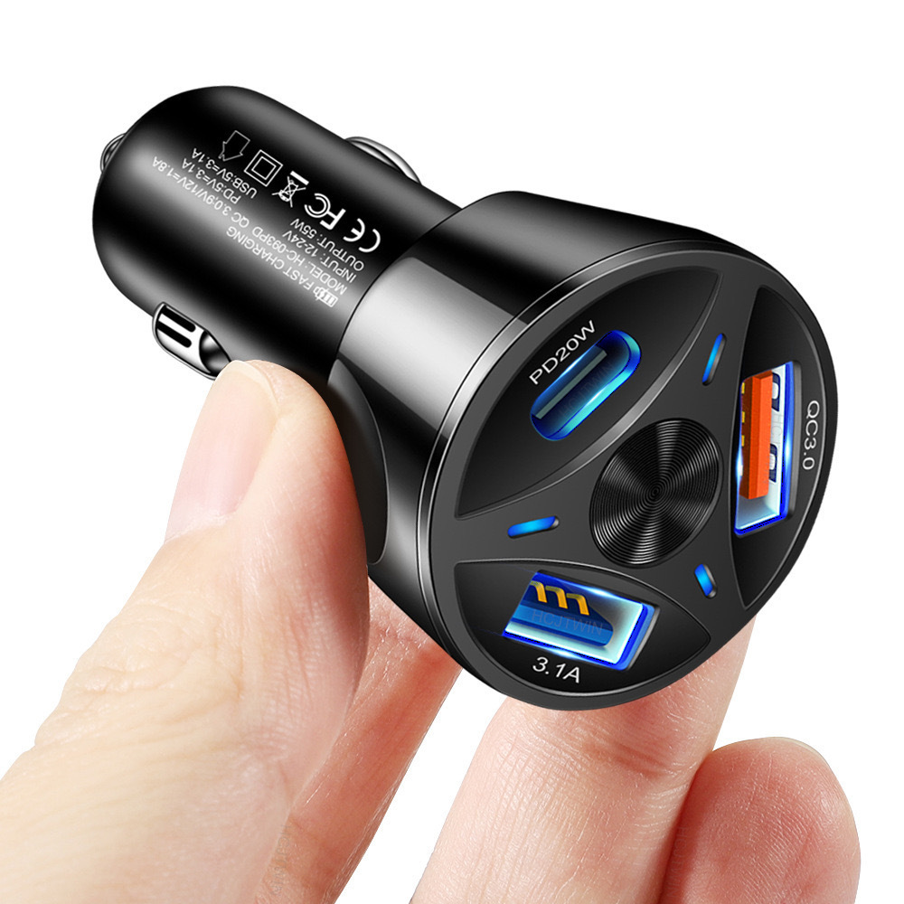 Cargador de automóviles, un remolque, tres cargas súper rápidas, 2 puertos USB / PD, Apple, Huawei, cigarrillos, fábrica transfronteriza al por mayor image 5