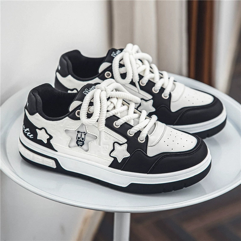 Мужские туфли Putian 2025 новые весенние черно-белые панда повседневные плоские туфли молодежные национальный тренд универсальные звездные модные туфли