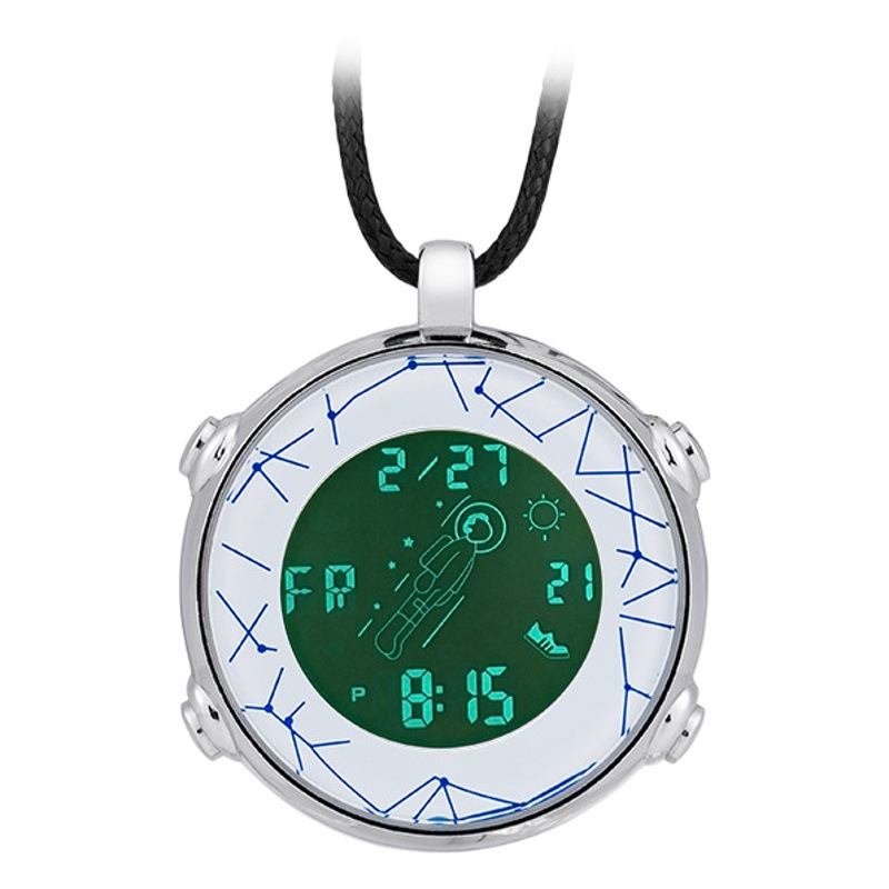 Simple reloj electrónico en stock al por mayor fluorescente noche pantalla colgante reloj patrón de dibujos animados accesorios de ropa reloj de bolsillo electrónico