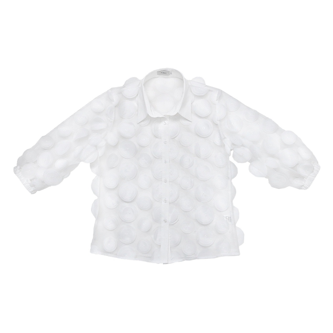 AM021226 nuevo nicho creativo Dot parche superior diseñador transpirable ver-a través de camisa