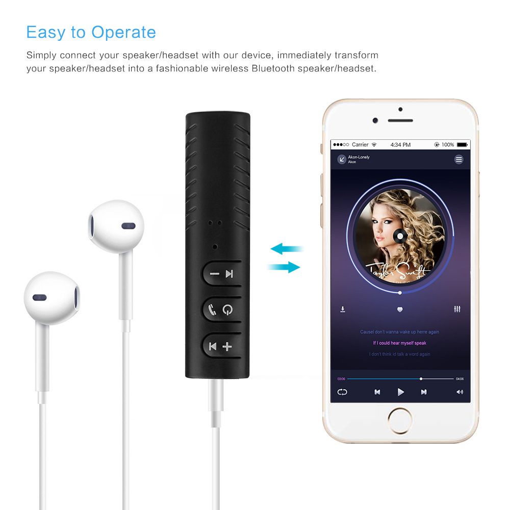 Lavalier 3.5mm Bluetooth Receiver Car Bluetooth Hands-Free Audio Receiver Portable Mp3 Music Player