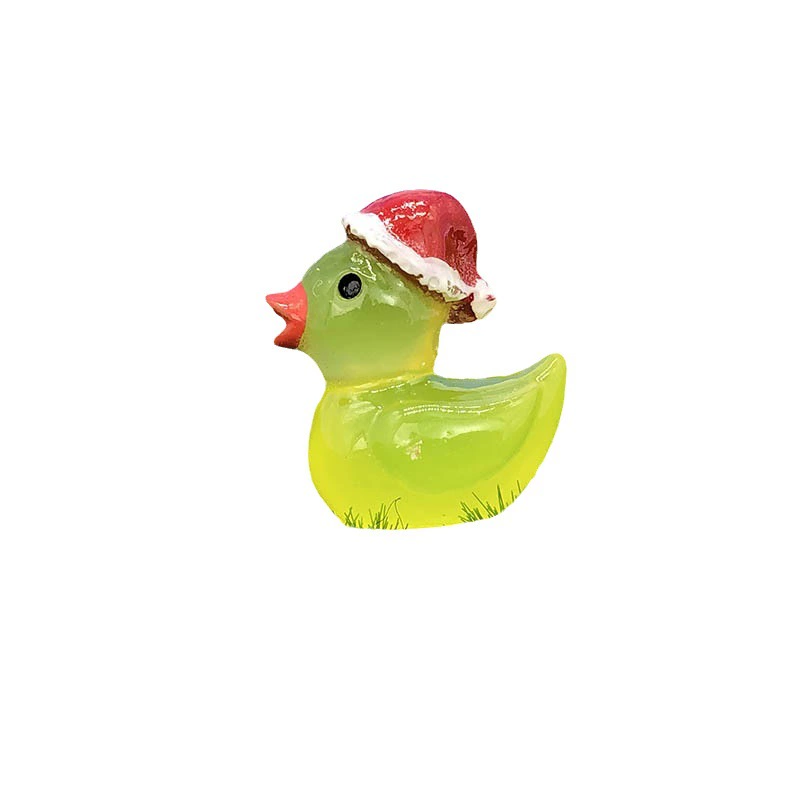 Cute resin Christmas luminous duck crafts accessories micro landscape decorative ornaments jewelry manufacturers wholesale