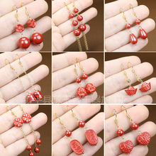 天然朱砂耳钉高含量帝王砂佛头元宝高级感耳饰新款耳坠耳环配饰