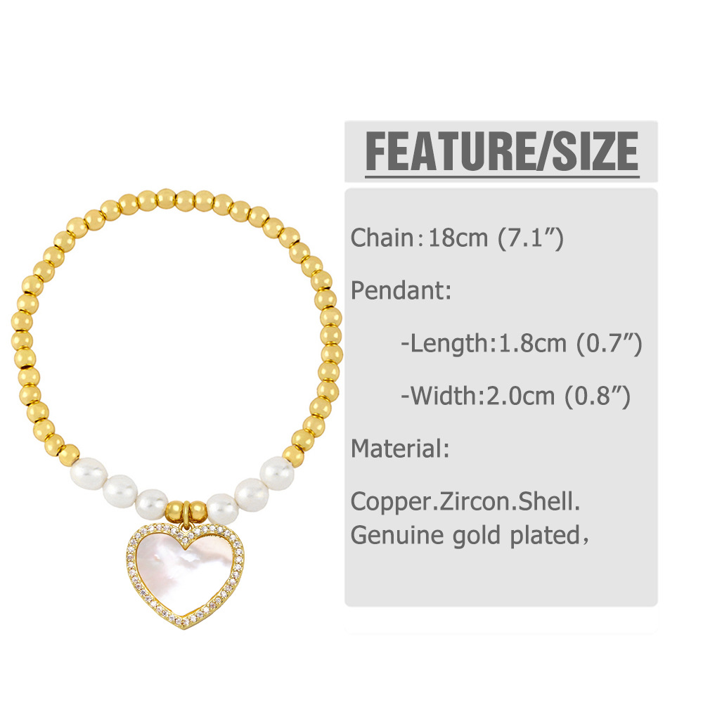 Diamond shell heart-shaped star copper bracelet