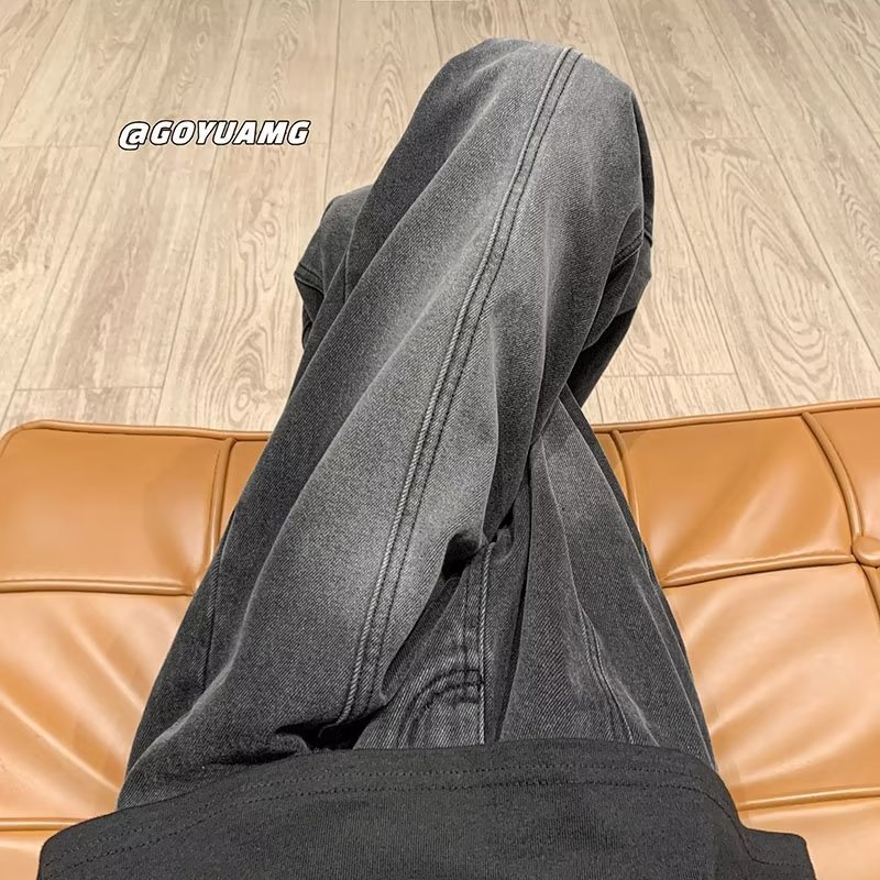 Vaqueros americanos de otoño pantalones negros y grises lavados para hombre