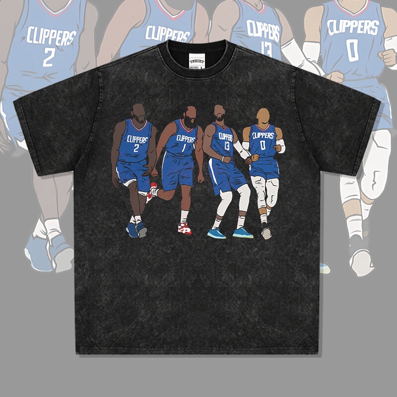 Pure Cotton Short-Sleeve T-Shirt for Men, George T-Shirt, Harden Star Retro Print, Westbrook Vintage Style, Paul American-Style Washed Look, Leno Pure Cotton Short-Sleeve T-Shirt for Men, George T-Shirt, Harden Star Retro Print, Westbrook Vintage Style, Paul American-Style Washed Look, Leno