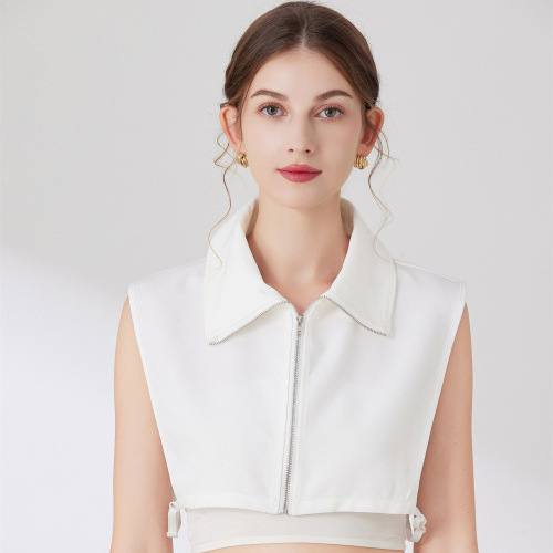 Zipper Collar Shirt with Large Flap Collar, Fake Collar, Unisex Shirt, Autumn/Winter, Versatile with Sweaters and Hoodies, Black and White Decorative Collar, Inner Wear