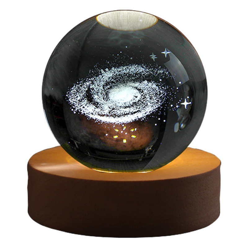 3D Sistema Solar luminoso Galaxy cielo estrellado bola de cristal tallada luz la noche decoración escritorio amigos compañeros regalo cumpleaños