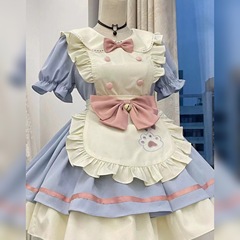 日系可愛蘿莉塔軟妹女僕裝cos服蝴蝶結狗短小女僕Lolita甜系套裝