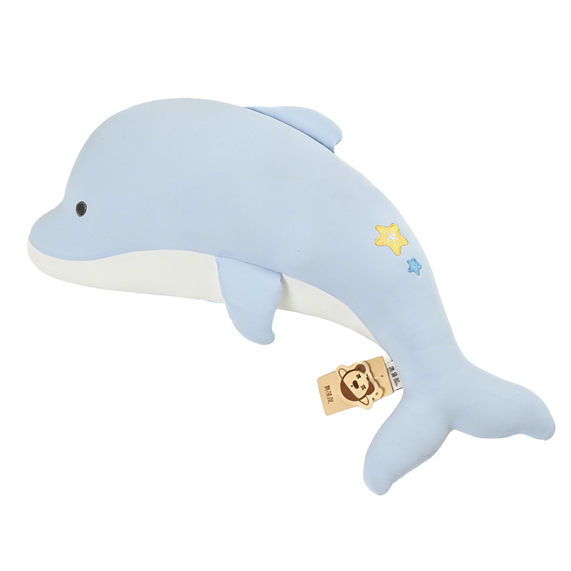 Verano helado delfín almohada de rayas largas marionetas pescado muñecas niños dormir en la cama almohada regalar piernas almohada novia