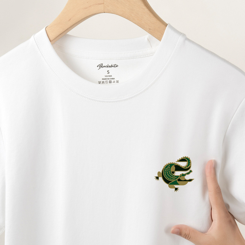 Street Fashion Crocodile Logo Pattern Printed T-Shirt, Loose Round Neck, Unisex, Versatile Basic Style, Short-Sleeve Top B61 Street Fashion Crocodile Logo Pattern Printed T-Shirt, Loose Round Neck, Unisex, Versatile Basic Style, Short-Sleeve Top B61