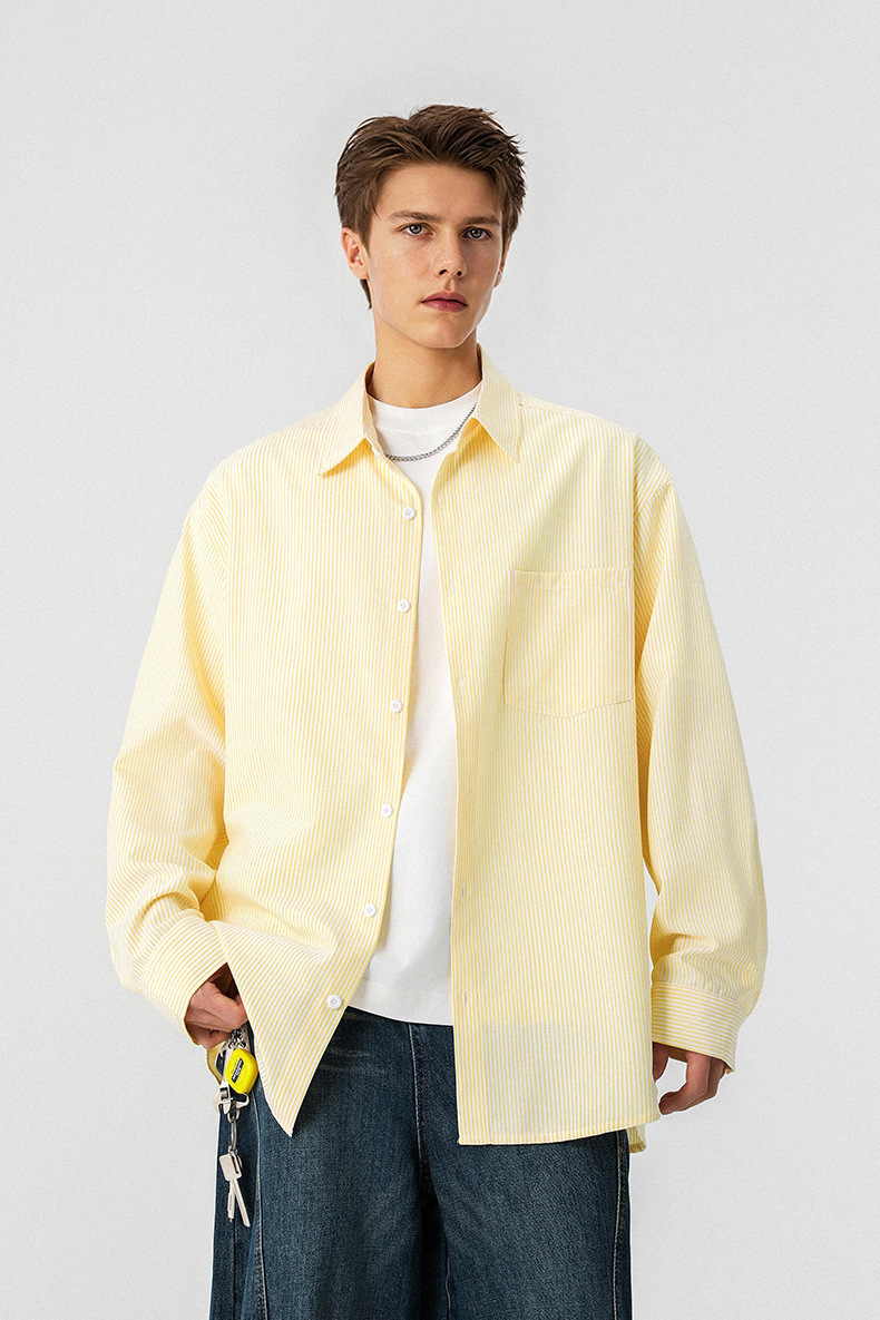 Inflation Color-Block Striped Loose Shirt