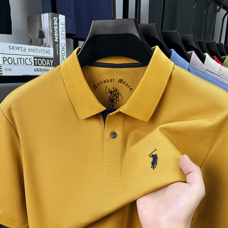 100% シルケット綿ポールブランド紳士服夏メンズ半袖 Tシャツラペル純綿高品質ポロシャツ男性用|undefined