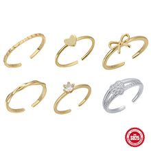 欧美沙滩脚戒指S925纯银镶嵌锆石女士开口可调节脚戒ins风轻奢款