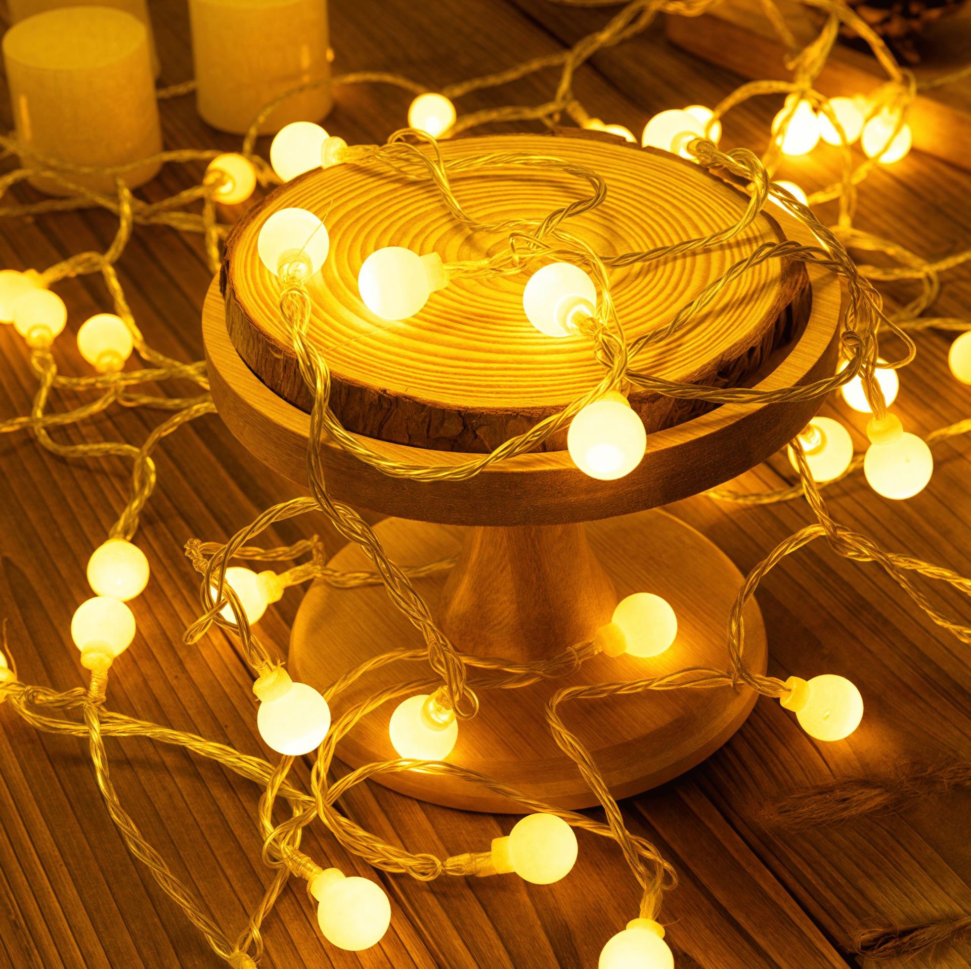 Venta al por mayor LED burbuja bola luz cadena festival boda decoración cadena luz solar gypsophila decoración de Navidad al aire libre