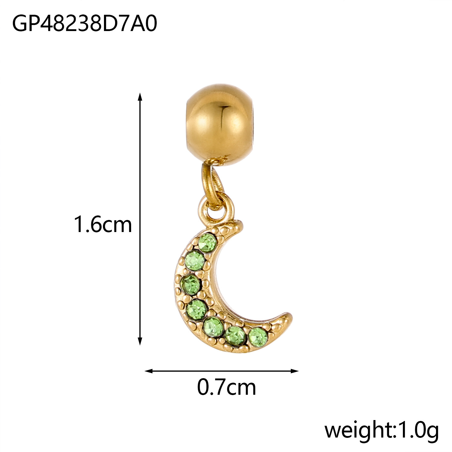 Inlay Design 1 Piece 304 Stainless Steel Moon Pendant