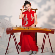 女童汉服古筝考级演出服中国风飘逸水袖民乐演奏朗诵比赛表演服