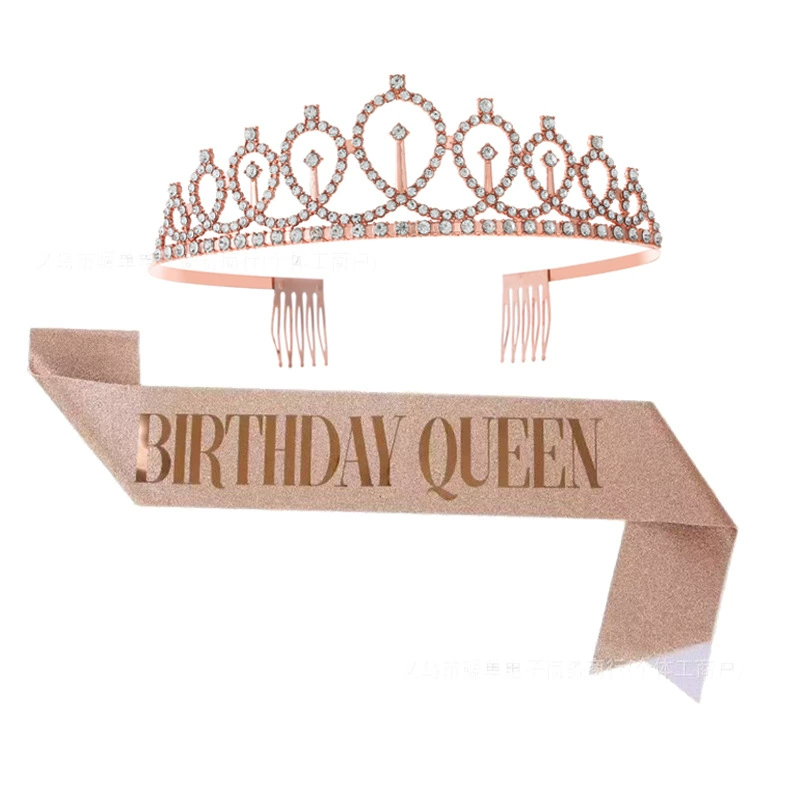 День рождения BirthdayGirl этикет ремешок короны набор розового золота шалот пудра на день рождения