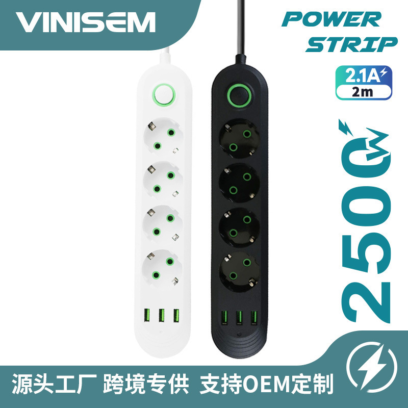 Transfronterizo suministro de enchufe de fila 4 enchufe con enchufe de alimentación de extensión USB con interruptor multi-enchufe enchufe de Indonesia Euro