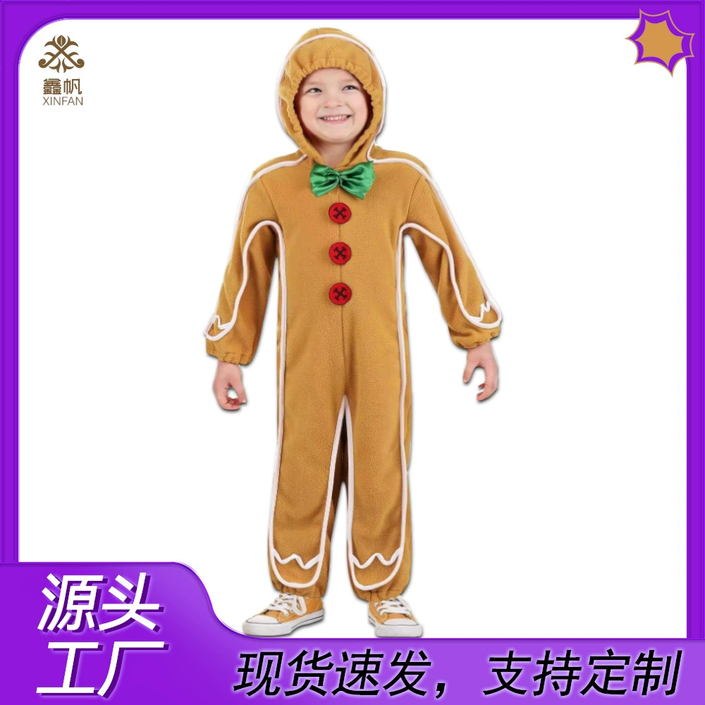 Рождественский костюм пряничный человек Хэллоуин детский череп рыцарь косплей пряничный человек одежда