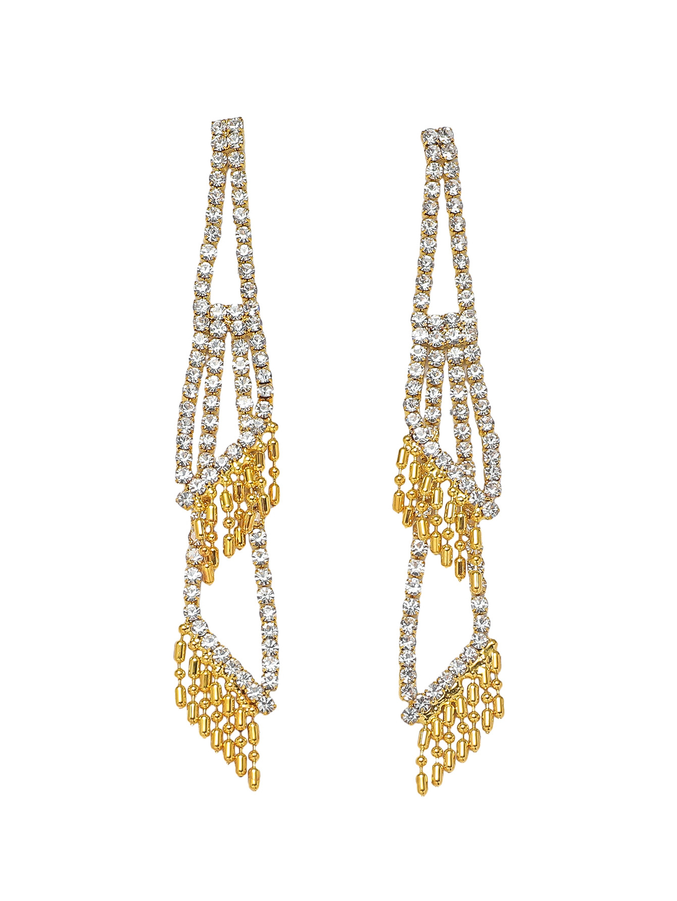 14K Real Gold Plated, Silver Plated Plating Material Rhinestones Inlay Material 1 Pair Simple Style Shiny Geometric Rhinestone Drop Earrings