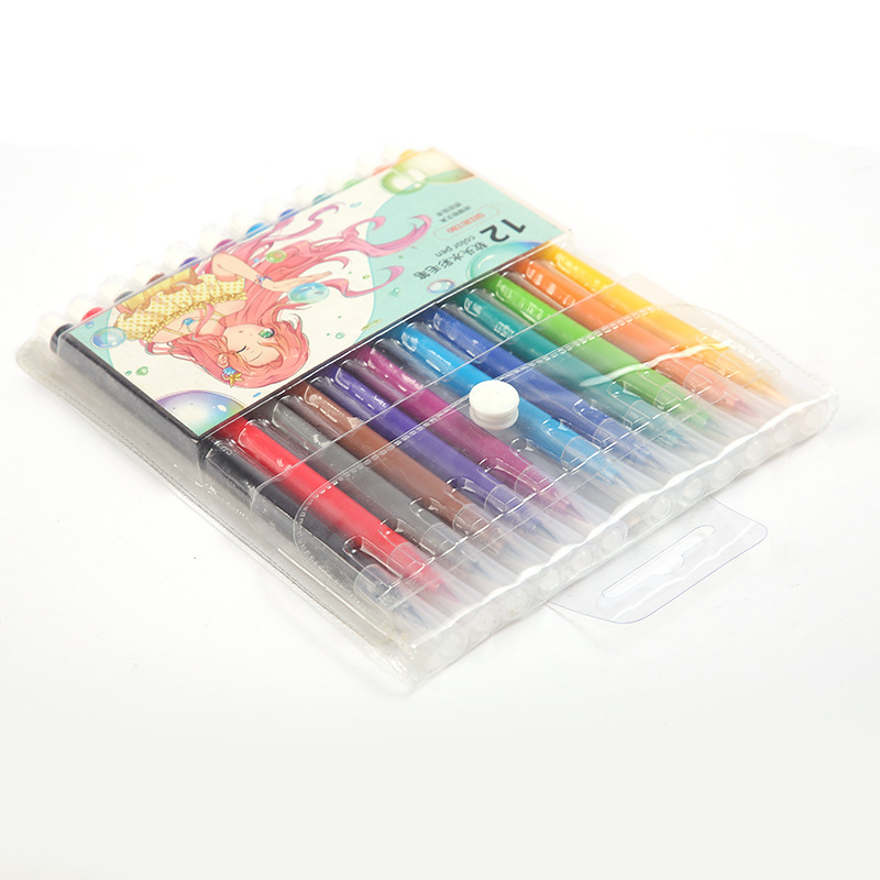 新品水彩ペンキッズ幼稚園塗り絵ミニ水彩ペンカラフルペン12色入落書き|undefined