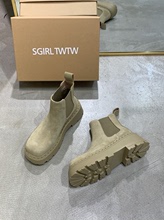 SGIRL TWTW酷帅圆头套筒马丁靴女ins新款时尚磨砂皮短靴百搭靴子