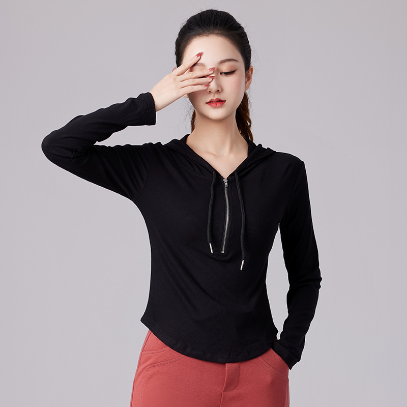 Spring summer short sports base long-sleeve with hood with zipper…