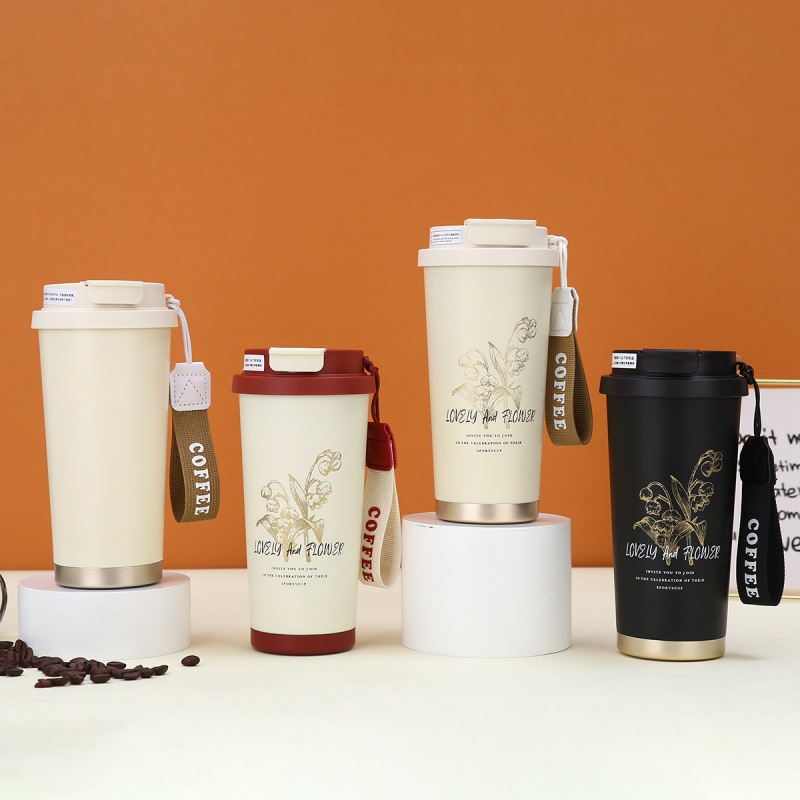 Top Quality American Style 316 Stainless Steel Straw Insulated With Ceramic Inner Liner, Cup, High-Value Lily Of The Valley_voghion.com