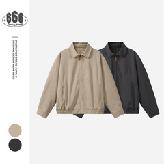 YANSANXIA春秋新款时尚潮牌宽松翻领教练夹克男工装外套衣服JK602