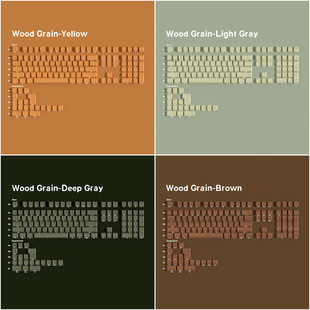JCM wood grain multi-color key cap engraved positive side engraved light transmission character 128 key boxed large full set mechanical keyboard cap