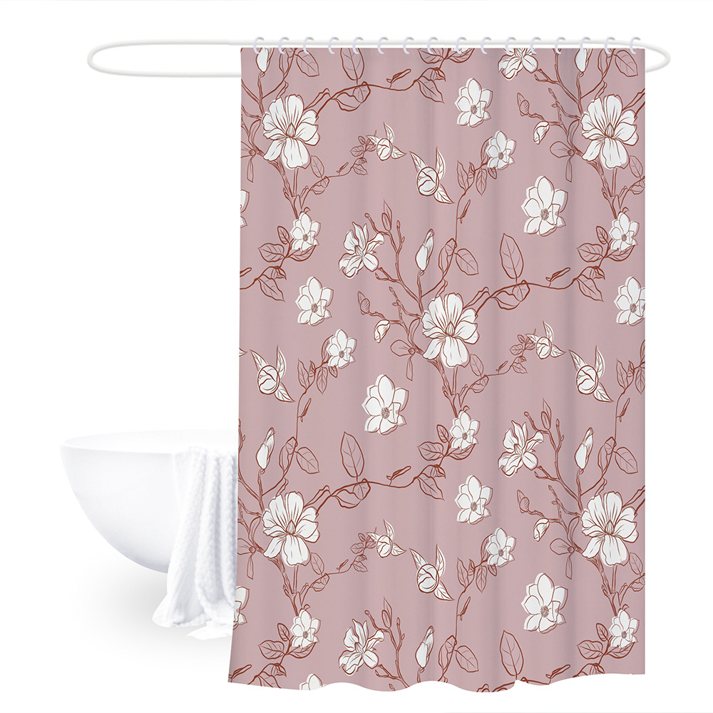 Cortina de baño de poliéster personalizada incluida botón de plástico baño de ducha impermeable cortina de baño de partición antifungal