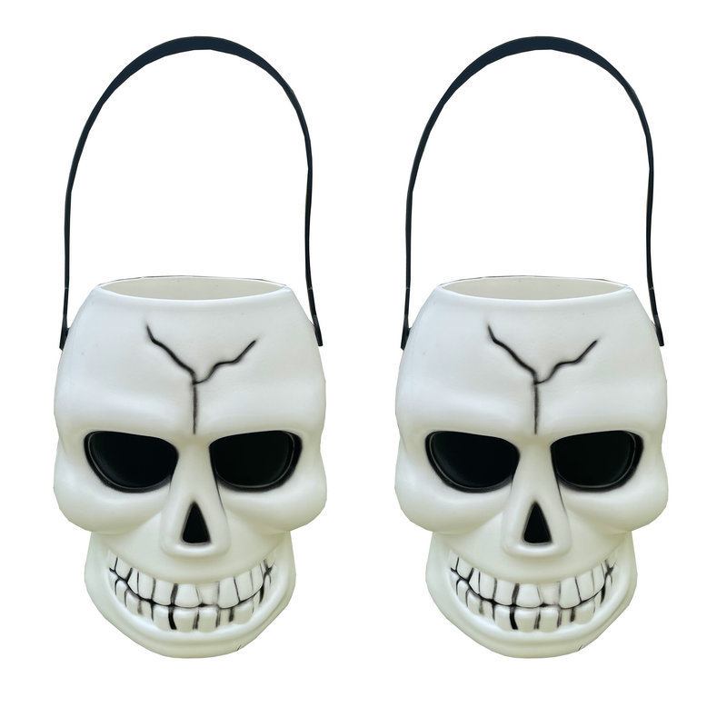 Halloween Ghost Jar Skull Bucket Plastic Large White Skull Jar Gift Jar Skull Light Glow