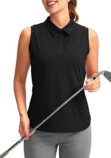 Amazon New Women's Sleeveless Golf Shirt with Collar Button Collar Polo Shirt Quick Dry Golf Tennis Vest