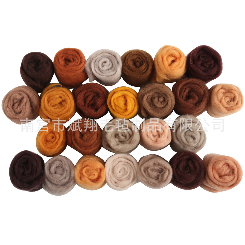 DIY Wool Felt Green Material Kit Wet Felt Needle Felt Australian 70S Long Fiber Colored Wool Strips Wholesale