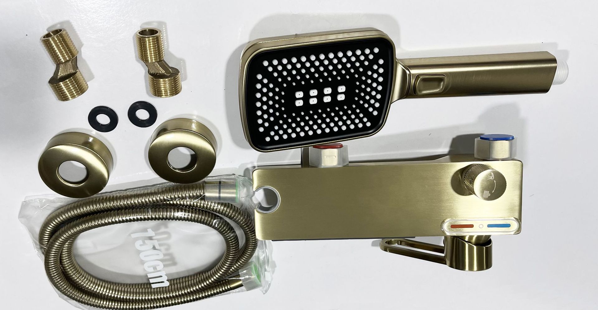 Gun gray brushed gold, silver, black, white and copper, large flow flat waterfall water outlet, cold and hot shower head, lift bathtub faucet undefined