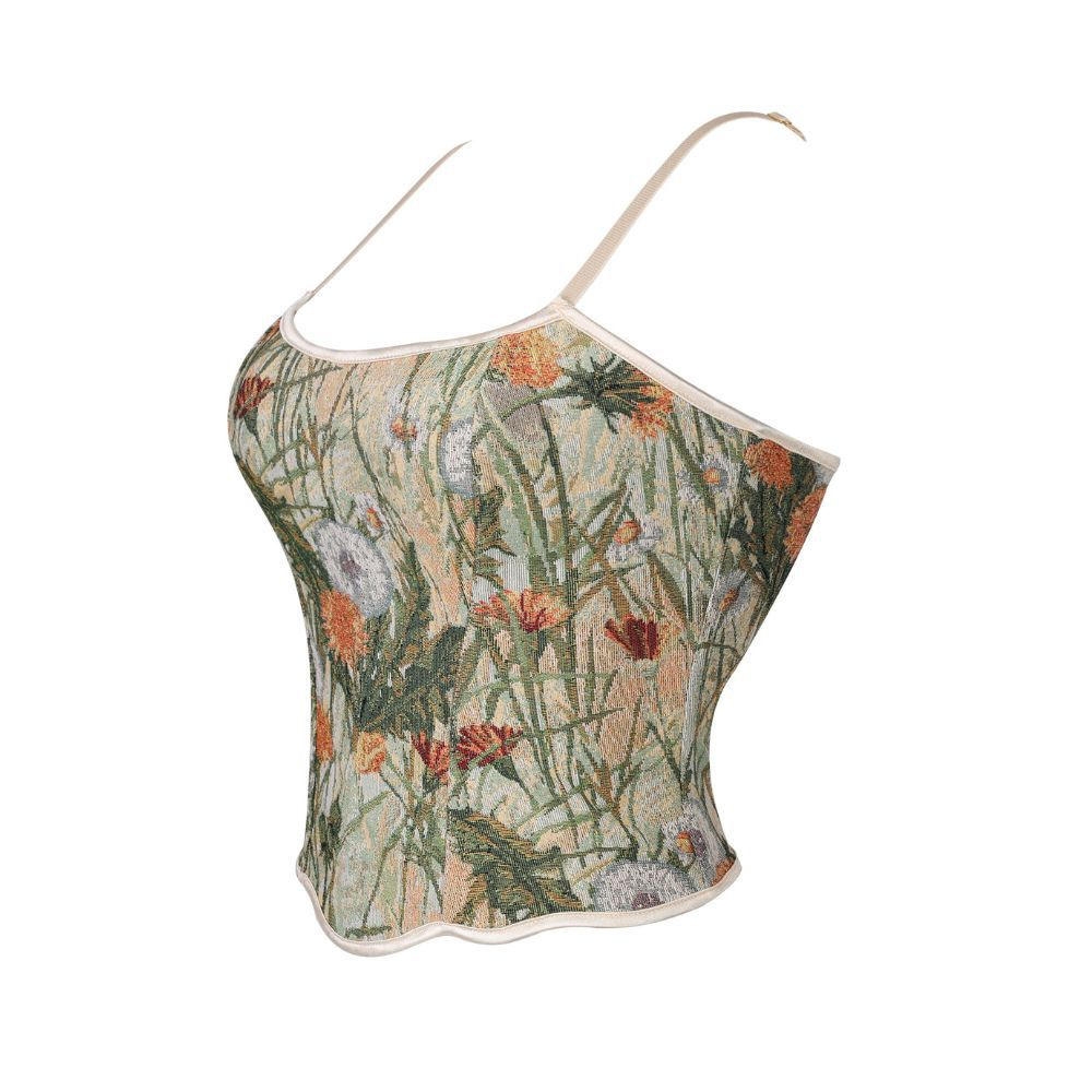 Retro pequeño fresco pinturas al óleo idílicas impresión de hombro cabraje plástico chaqueta Amazon venta rápida TEMU mercancías transfronterizas