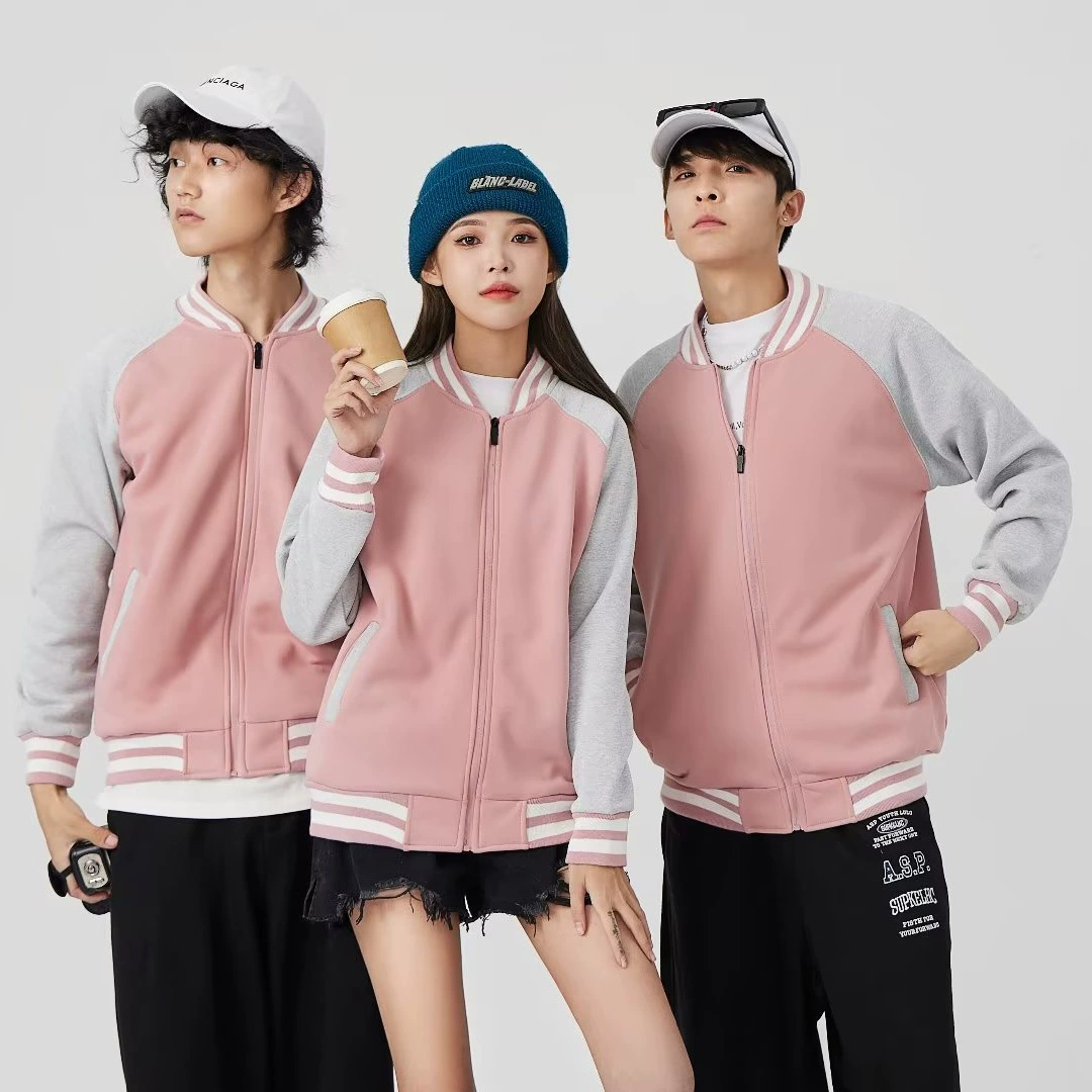 Флисовая бейсбольная куртка на молнии, с цветовыми блоками, унисекс, рабочая одежда для учебных заведений, спортивная куртка, воротник-стойка, модный цветовой дизайн.