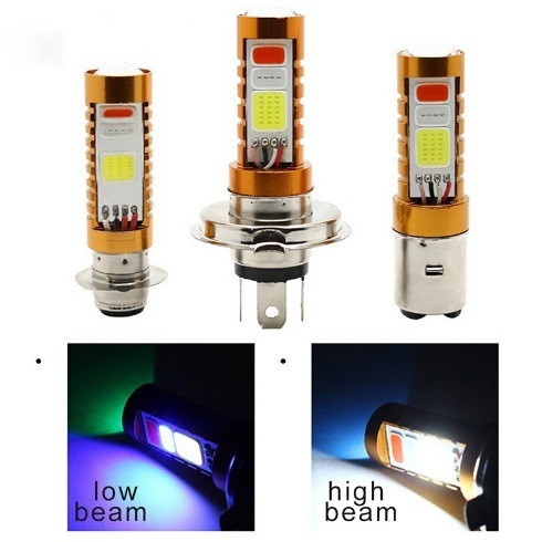 Motocicleta eléctrica condujo faro doble garra tricolor estallado parpadeo transformado faro tres garras super brillante H4 H6