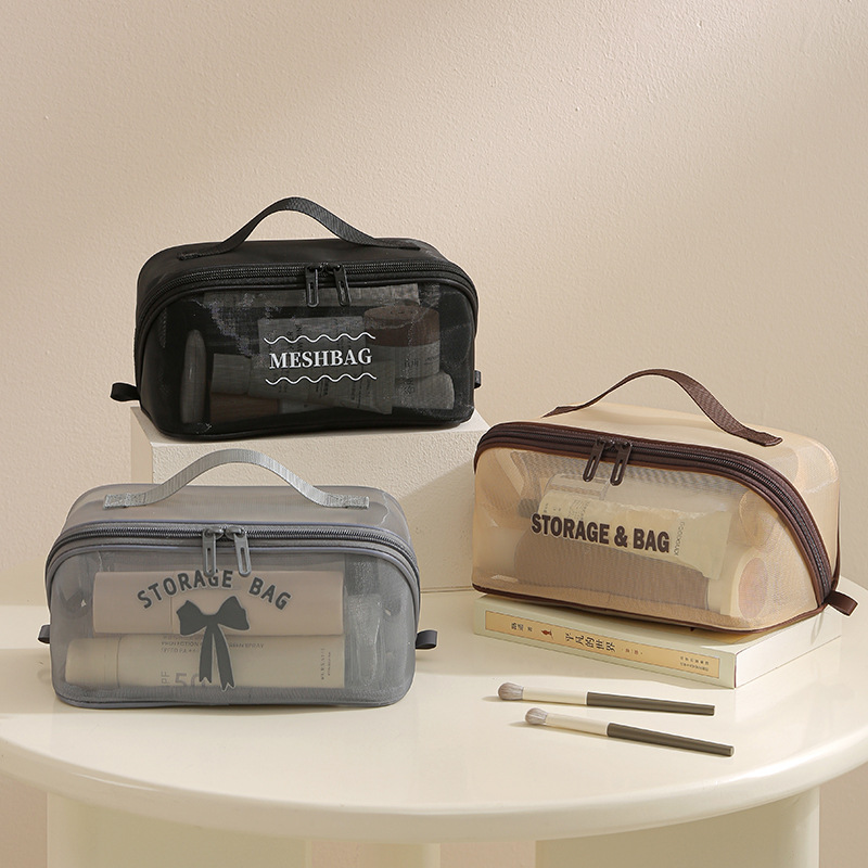 Bolsa de almohada de gran capacidad de hilo de malla de sensación de alta calidad, bolsa de lavado, bolsa de lavado simple de alto valor para almacenamiento, antisalpicaduras