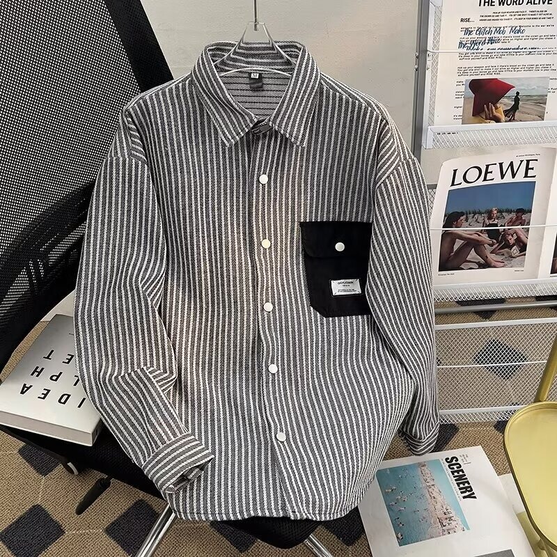Striped Shirt Men's Shirt Top Jacket Jacket 5615 Spring Autumn Winter Style 5410