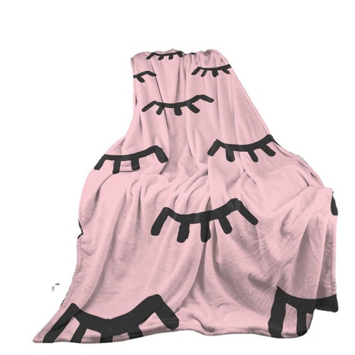 Blanket cartoon eyelashes closed eyes 3D digital print flannel nap blanket air-conditioning blanket