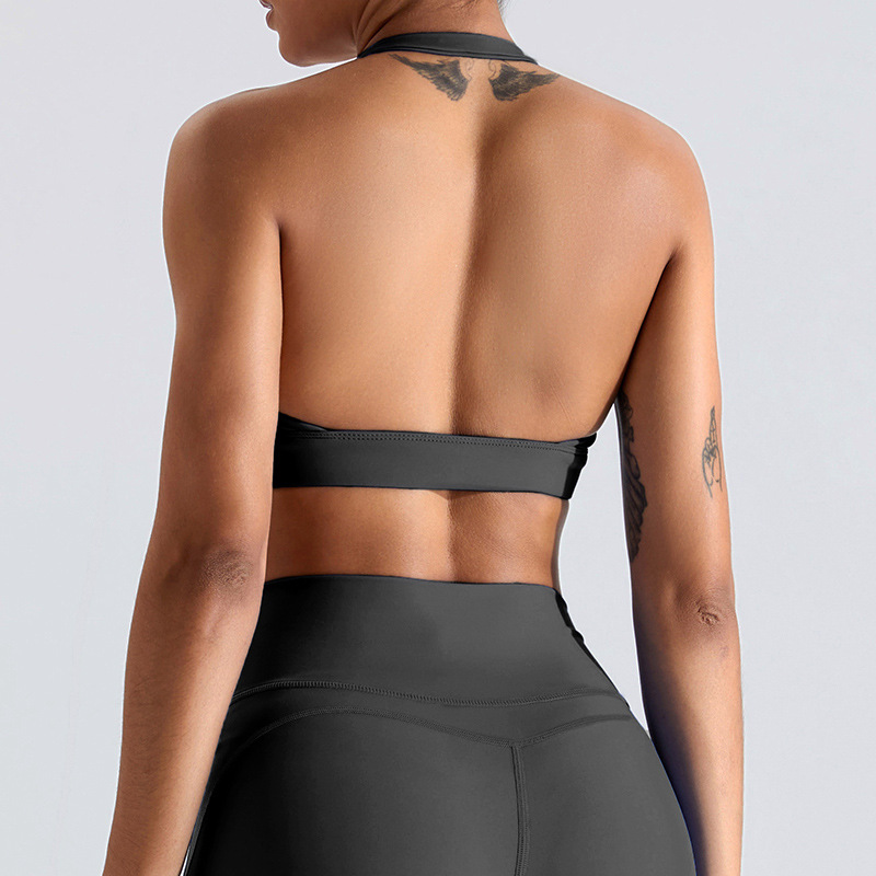 Sujetador deportivo halter sin espalda para mujer, no se puede devolver ni cambiar, sensación de segunda piel, top de yoga de secado rápido, chaleco deportivo con espalda hermosa, ropa deportiva.