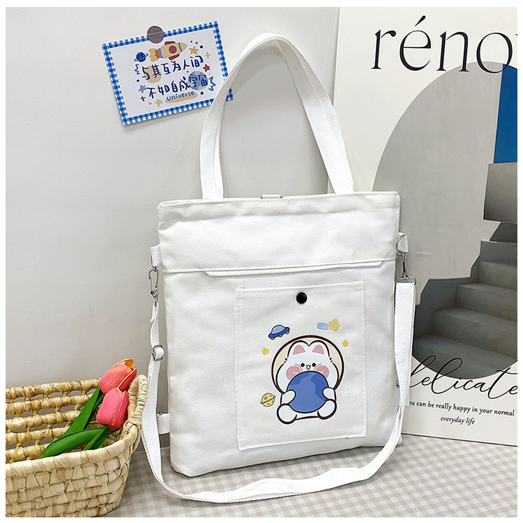 Wholesale of 2025 new cartoon casual canvas bags, large-capacity, fashionable and cute girl single-shoulder bags and tote crossbody bags undefined