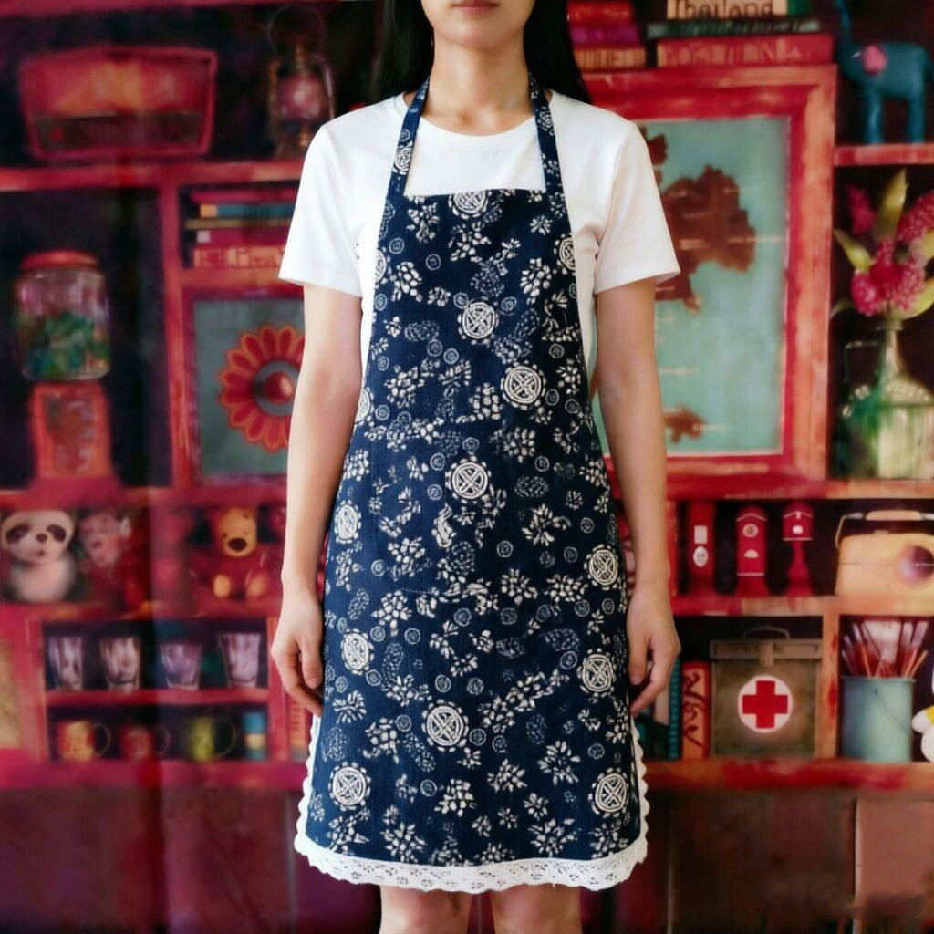 새로운 스타일 주방 린넨 앞치마 패션 작업복 통기성 방오 작업 바지 신선한 오래 된 거친 천 스트랩 허리