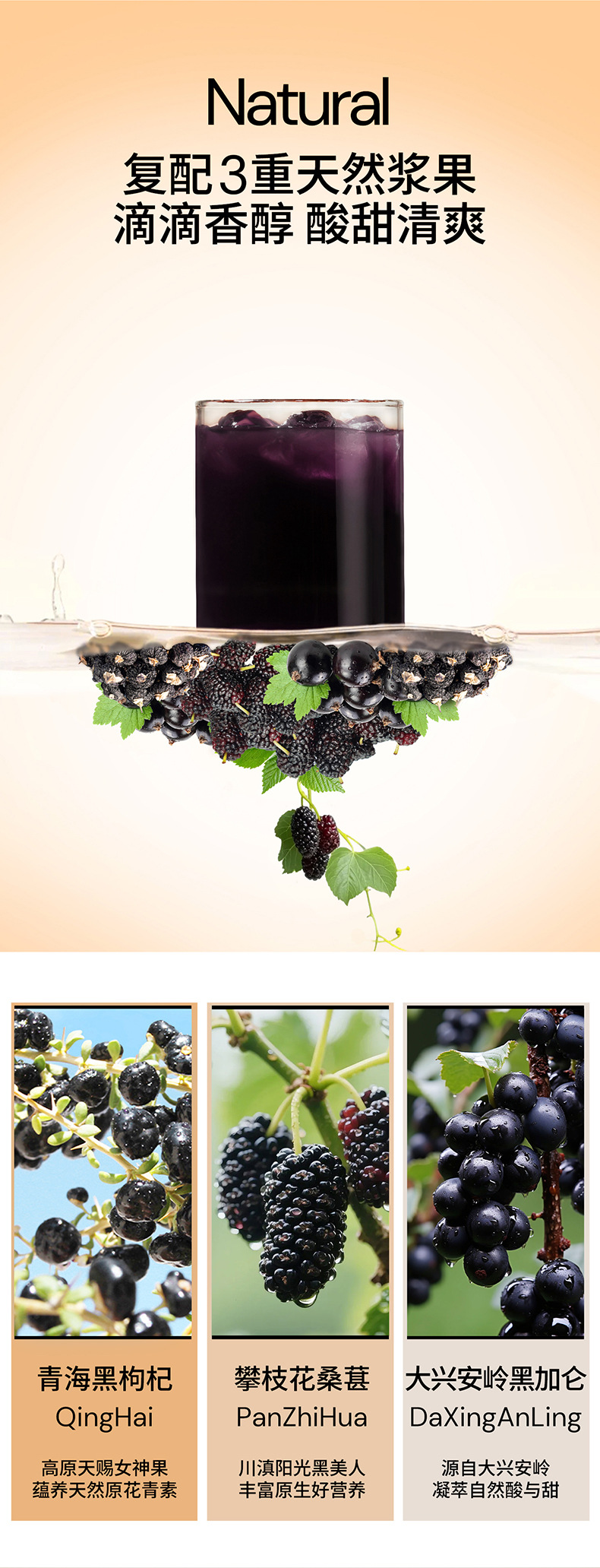 Five Black Whole Fruit Puree Drink Mulberry Black Sesame Blackcurrant 300ml 10 Sachets quality and texture