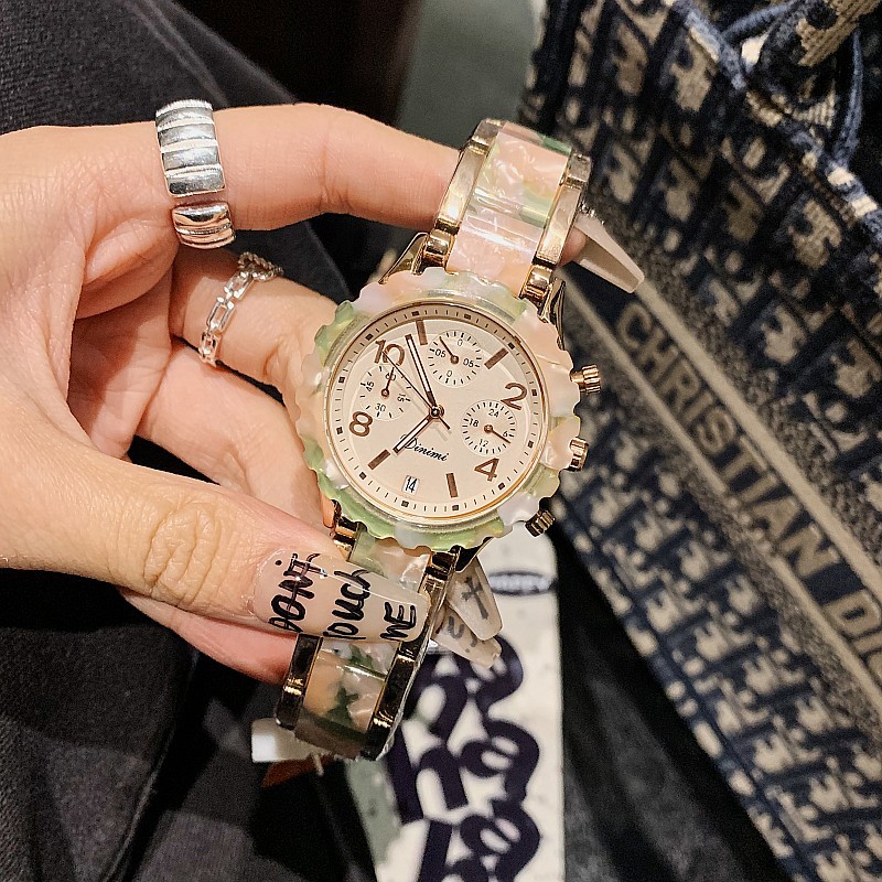 Timiny Modello in marmo colorato Cinturino per orologio alla moda Moda Internet Celebrity Digital Face Band Calendario Cinturino in acciaio Orologio da donna_voghion.com