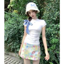高腰包臀裙新款短裙半身裙女秋显瘦油画ins碎花韩系字辣妹季百搭A